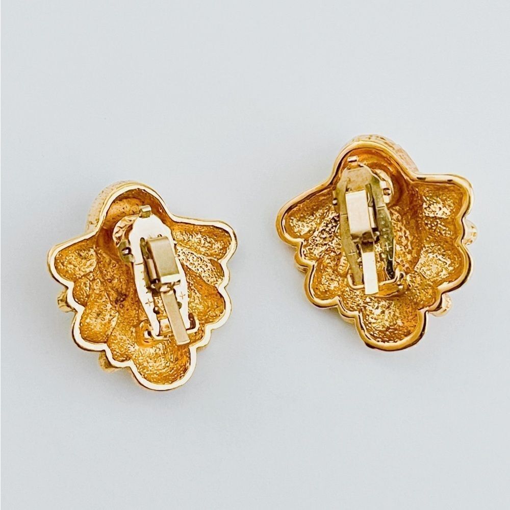 Vintage Christian Dior-Style Gold Tone Rhinestone Clip-On Earrings - Picture 6 of 15